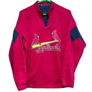 Nike Sz SM MLB St Louis Cardinals 1/4 Zip Windbreaker Pullover‎ Red Yellow